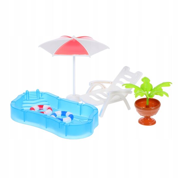 Miniatur-Pool- und Strandzubehör-Set für mehrfarbige Puppenhäuser