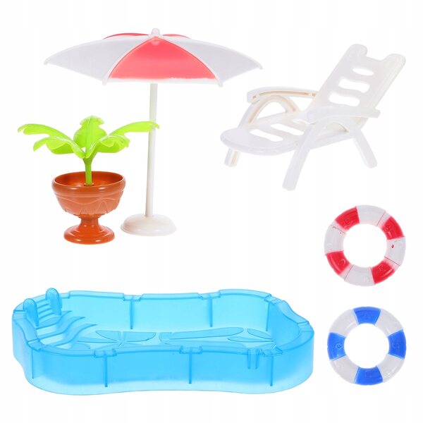Miniatur-Pool- und Strandzubehör-Set für mehrfarbige Puppenhäuser