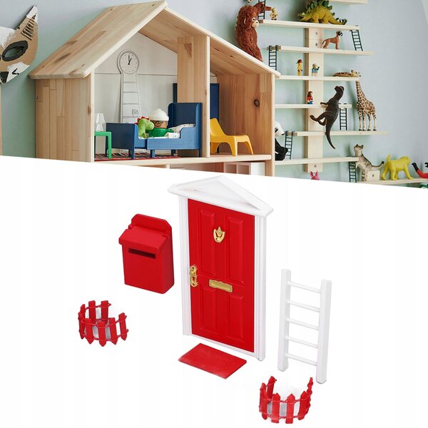 Miniatur-Holztüren für Puppenhäuser 1:12 mit realistischen roten Details