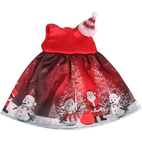 Abito Natalizio per Bambola 46 cm con Cappello e Fermaglio Accessorio Festivo