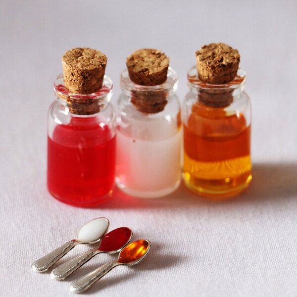 Set 3 modelli mini realistici cibo miele, latte e fragole per decorazioni