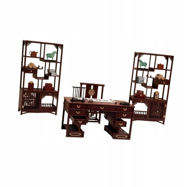 Chinesisches Miniatur-Stühle-Set für Puppenhaus im traditionellen Stil 1:12