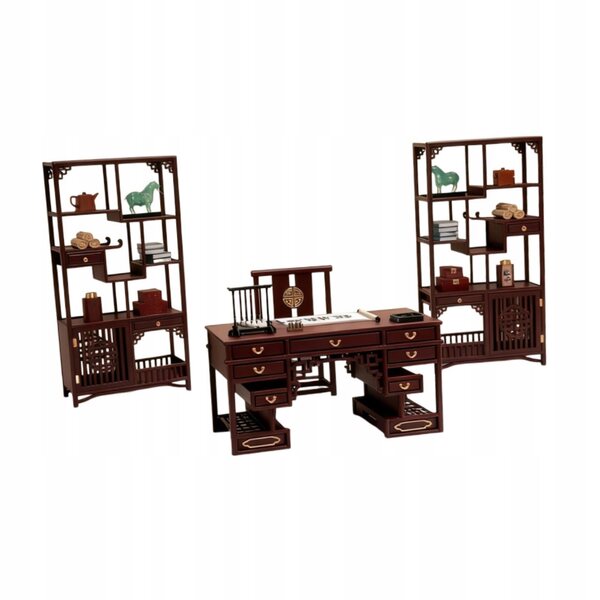 Chinesisches Miniatur-Stühle-Set für Puppenhaus im traditionellen Stil 1:12
