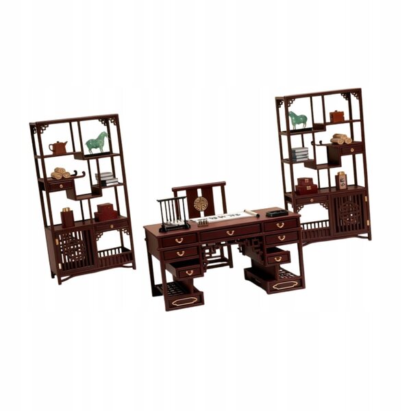 Chinesisches Miniatur-Stühle-Set für Puppenhaus im traditionellen Stil 1:12