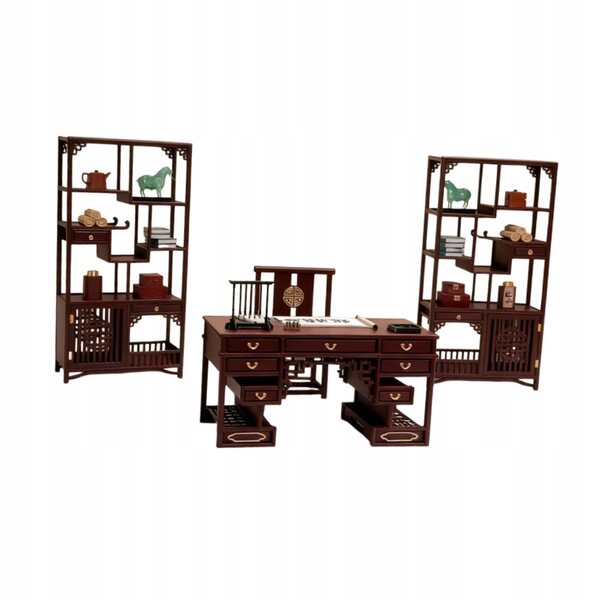 Chinesisches Miniatur-Stühle-Set für Puppenhaus im traditionellen Stil 1:12