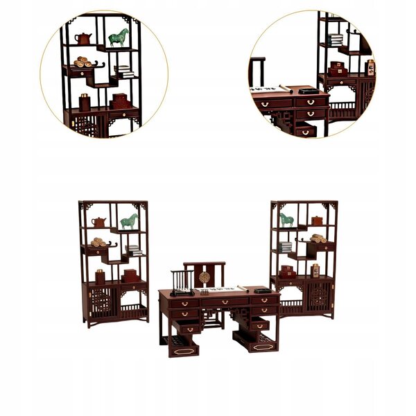 Chinesisches Miniatur-Stühle-Set für Puppenhaus im traditionellen Stil 1:12