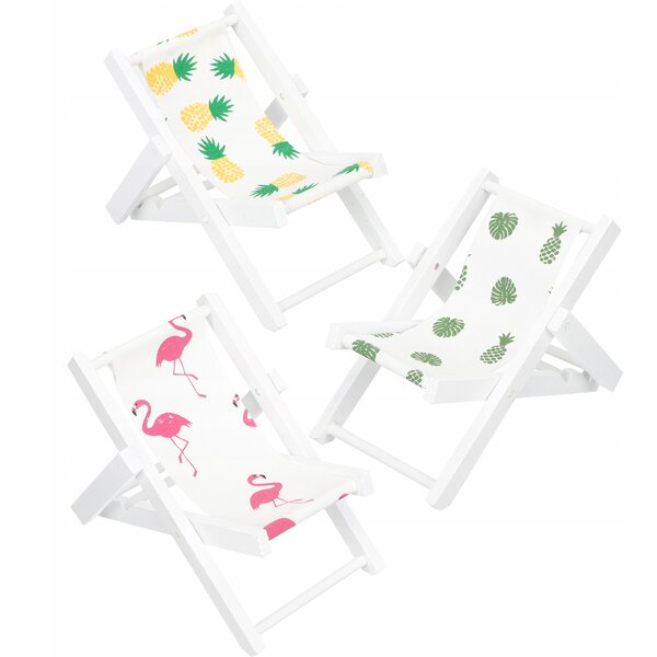 Set 3 Mini Sedie Spiaggia in Legno per Casa delle Bambole, Colorate e Realistiche