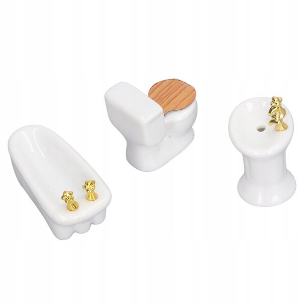 1/24 Keramik-Badezimmer-Miniatur-Set für Puppenhaus, 3-teilig