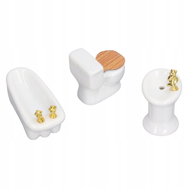 1/24 Keramik-Badezimmer-Miniatur-Set für Puppenhaus, 3-teilig