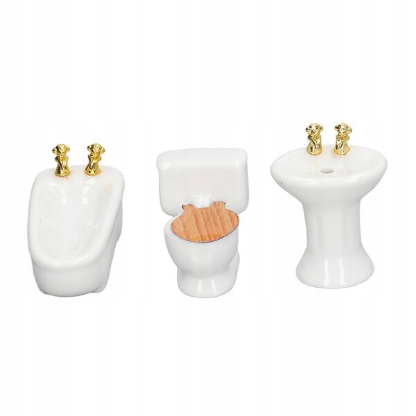 1/24 Keramik-Badezimmer-Miniatur-Set für Puppenhaus, 3-teilig