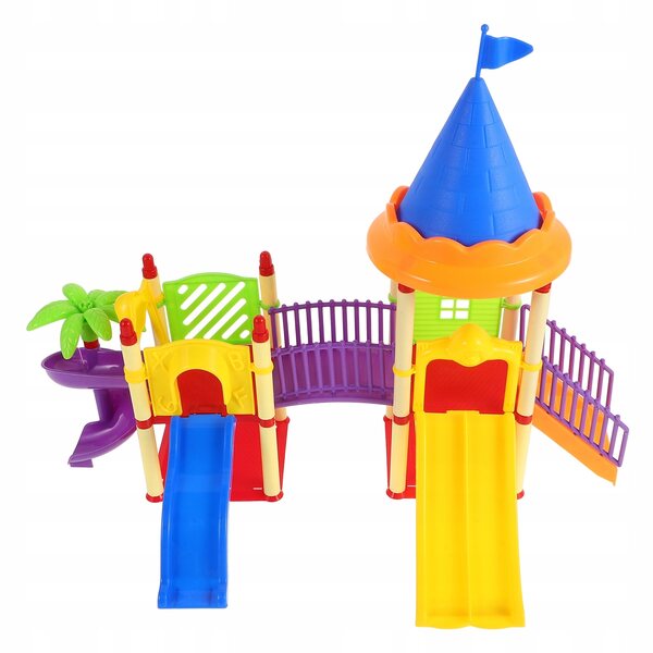 Miniatur-Spielplatzmodell mit bunter Kunststoffrutsche für Kinder