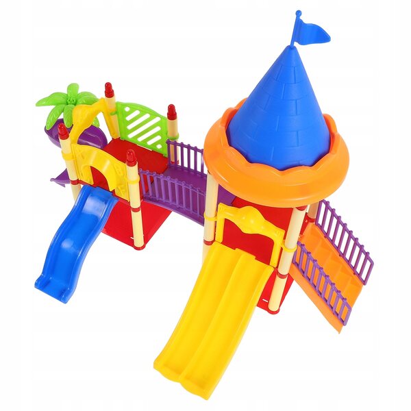 Modello Miniatura Parco Giochi con Scivolo in Plastica Colorato per Bambini