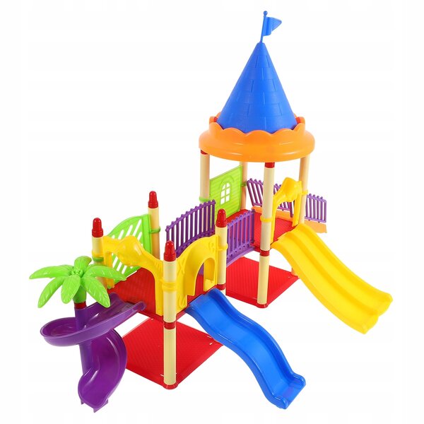 Modello Miniatura Parco Giochi con Scivolo in Plastica Colorato per Bambini