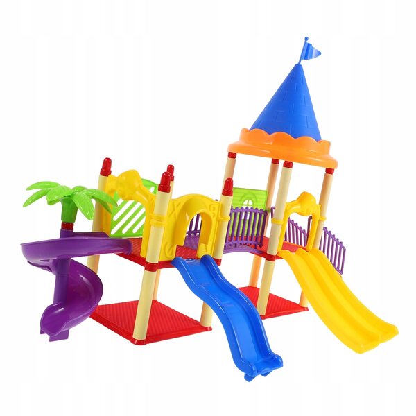 Modello Miniatura Parco Giochi con Scivolo in Plastica Colorato per Bambini