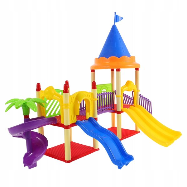Modello Miniatura Parco Giochi con Scivolo in Plastica Colorato per Bambini