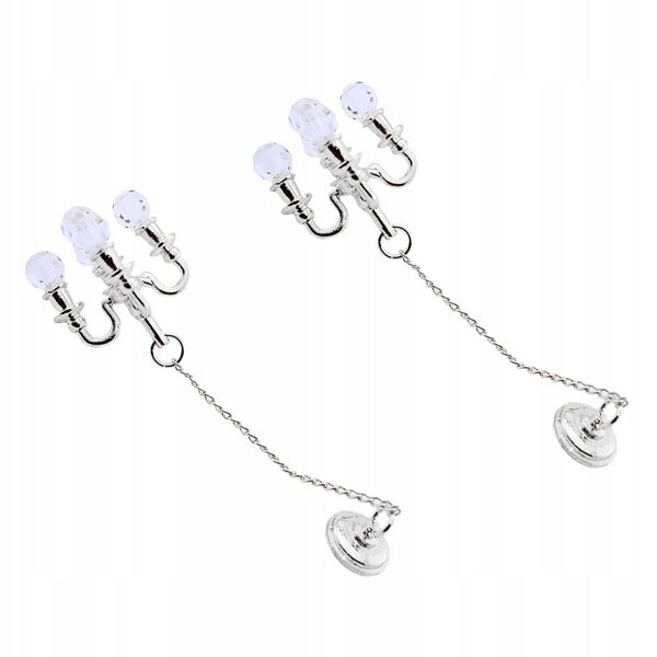 Mini Lampadario Cristallo in Lega per Casa delle Bambole, Set 2 Pezzi Argento