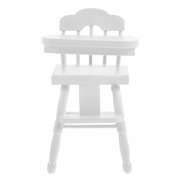 Mini sedia in legno bianca decorativa per casa delle bambole, resistente e realistica