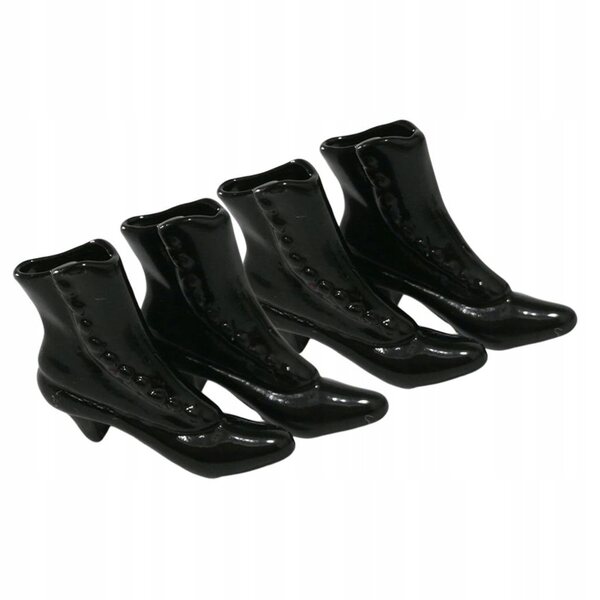2 Paar handgefertigte schwarze Schuhe für elegante weibliche 1/12 Puppen
