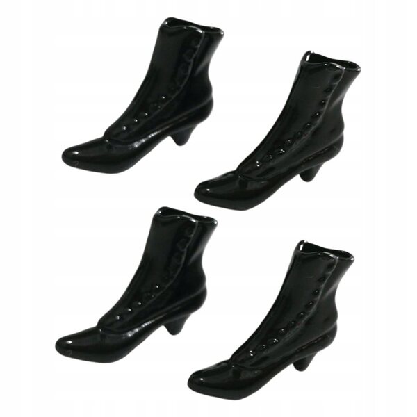 2 Paar handgefertigte schwarze Schuhe für elegante weibliche 1/12 Puppen