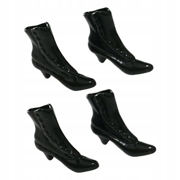 2 Paar handgefertigte schwarze Schuhe für elegante weibliche 1/12 Puppen