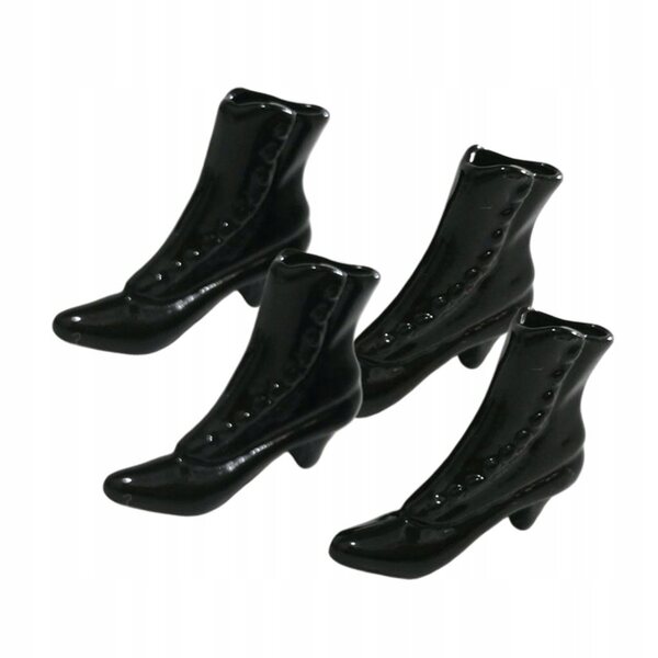 2 Paar handgefertigte schwarze Schuhe für elegante weibliche 1/12 Puppen