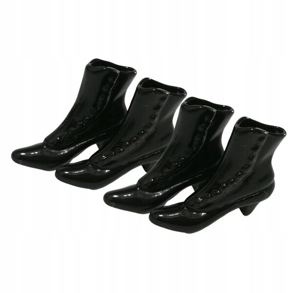 2 Paar handgefertigte schwarze Schuhe für elegante weibliche 1/12 Puppen