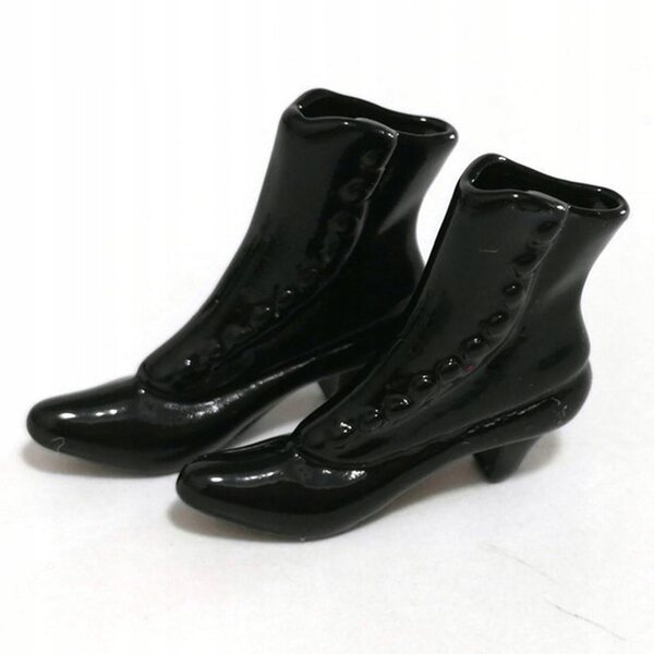 2 Paar handgefertigte schwarze Schuhe für elegante weibliche 1/12 Puppen