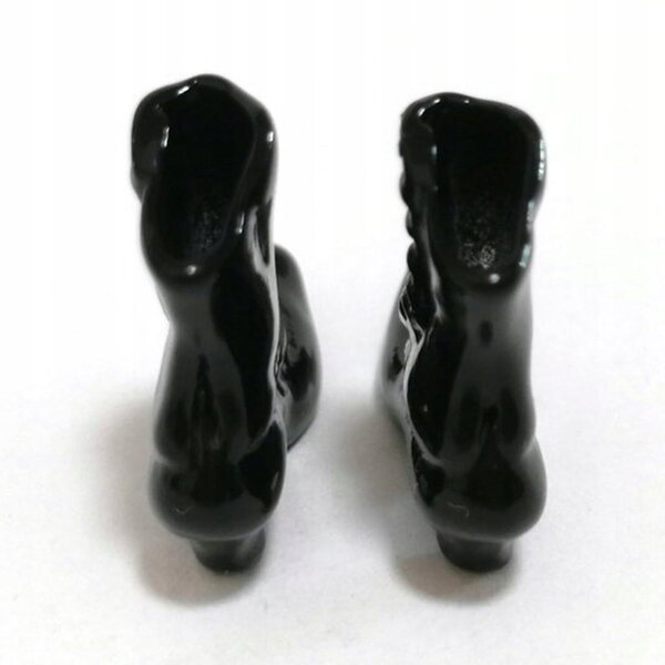 2 Paar handgefertigte schwarze Schuhe für elegante weibliche 1/12 Puppen