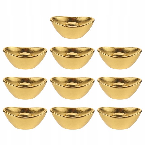 10 Mini realistische dekorative goldene GOLDbarren für Puppenhaus