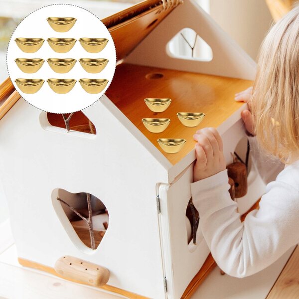 10 Mini realistische dekorative goldene GOLDbarren für Puppenhaus
