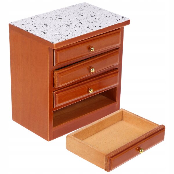 Mini Comodino in Legno per Casa delle Bambole, Accessorio Decorativo Vintage