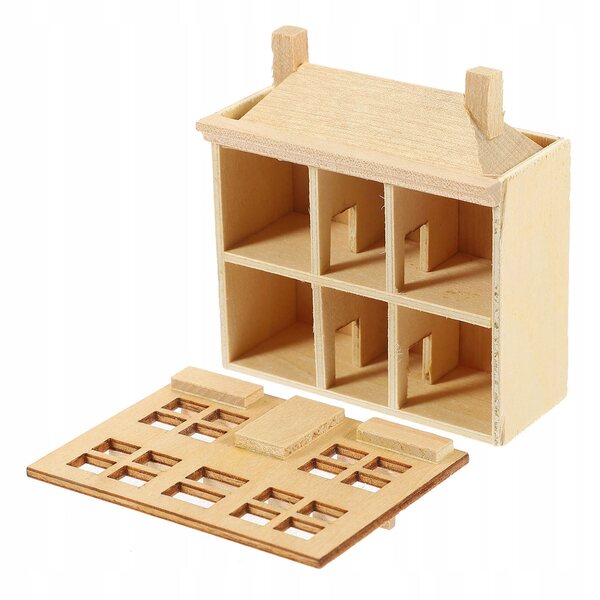 Grünes Miniatur-Puppenhaus aus Holz, sicher und kreativ für Kinder