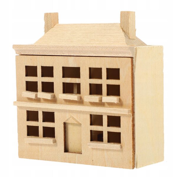 Grünes Miniatur-Puppenhaus aus Holz, sicher und kreativ für Kinder