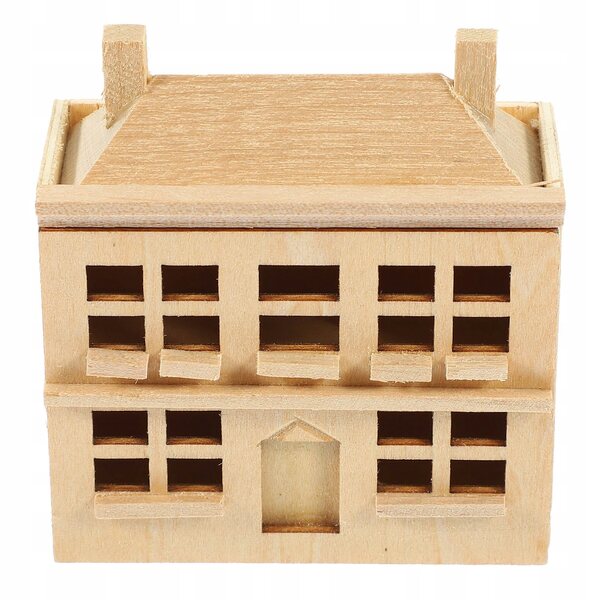 Grünes Miniatur-Puppenhaus aus Holz, sicher und kreativ für Kinder