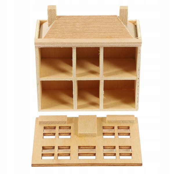 Grünes Miniatur-Puppenhaus aus Holz, sicher und kreativ für Kinder
