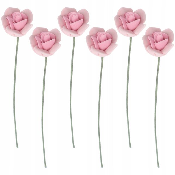 Miniaturen 6 boeketten roze rozen voor poppenhuizen, realistische decoratie op schaal 1:12