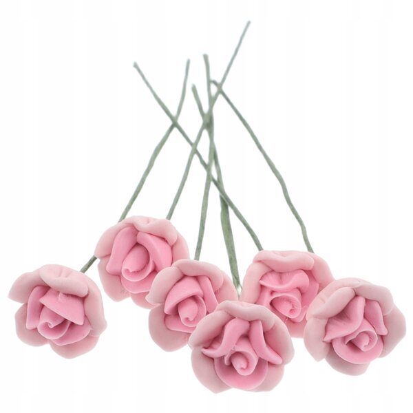 Miniaturen 6 boeketten roze rozen voor poppenhuizen, realistische decoratie op schaal 1:12