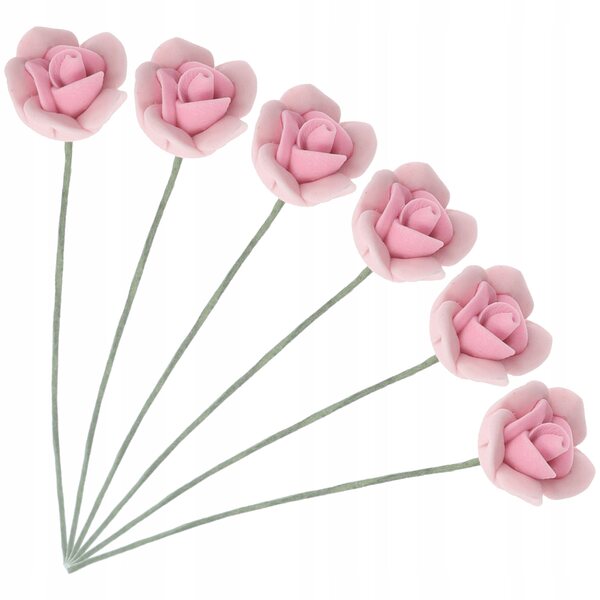 Miniaturen 6 boeketten roze rozen voor poppenhuizen, realistische decoratie op schaal 1:12