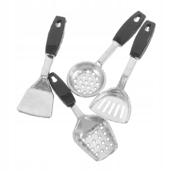 Mini spatola giocattolo argento per cucina casa bambole realistica e sicura