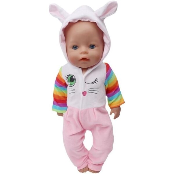 Overall mit Kapuze und Hasenohren für 46 cm große Puppe – Freizeitkleidung Uteruik
