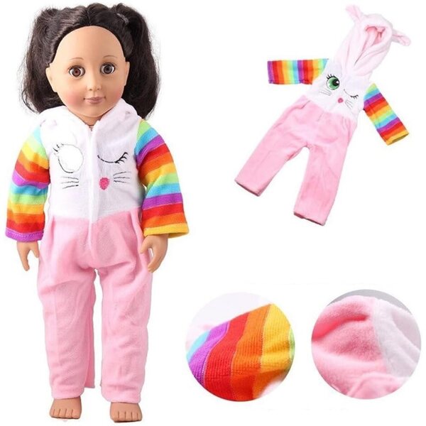 Overall mit Kapuze und Hasenohren für 46 cm große Puppe – Freizeitkleidung Uteruik