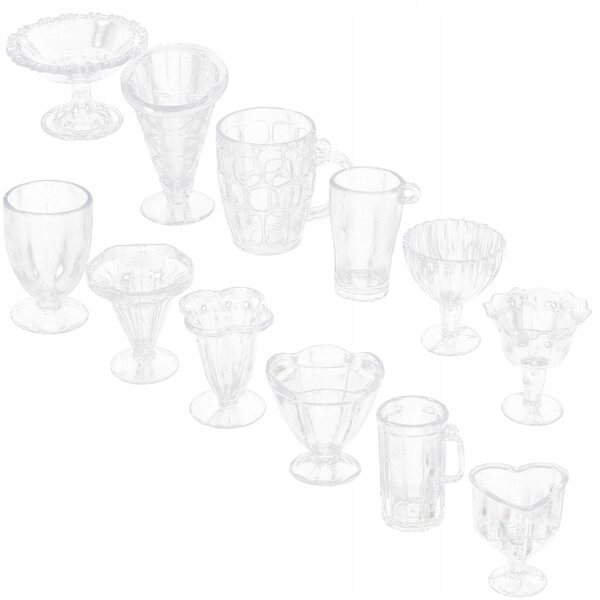 Set 12 Mini Bicchieri Trasparenti in Plastica per Casa delle Bambole
