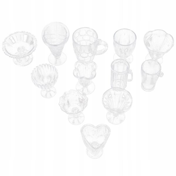 Set 12 Mini Bicchieri Trasparenti in Plastica per Casa delle Bambole