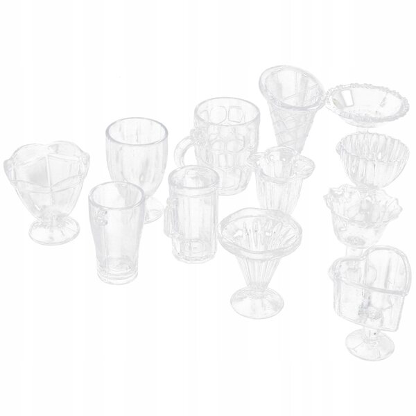 Set 12 Mini Bicchieri Trasparenti in Plastica per Casa delle Bambole
