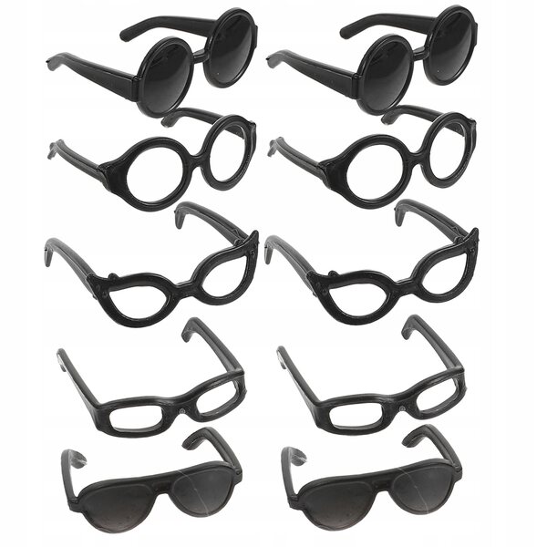 20 schwarze Mini-Sonnenbrillen für Puppen aus widerstandsfähigem Kunststoff 3,8 x 3 cm