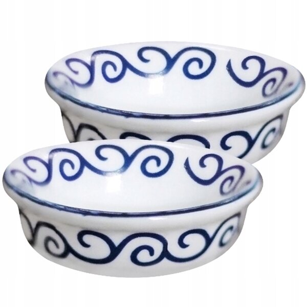 Set 2 mini ciotole in ceramica per case delle bambole decorazioni colorate