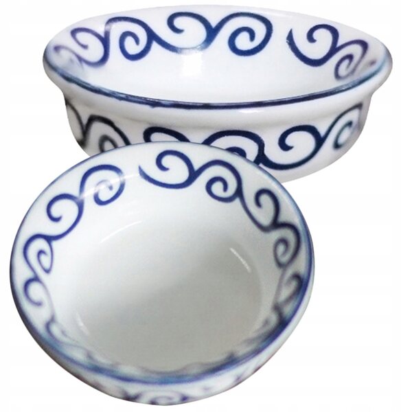 Set 2 mini ciotole in ceramica per case delle bambole decorazioni colorate