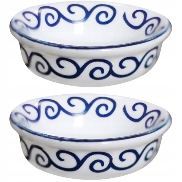 Set 2 mini ciotole in ceramica per case delle bambole decorazioni colorate