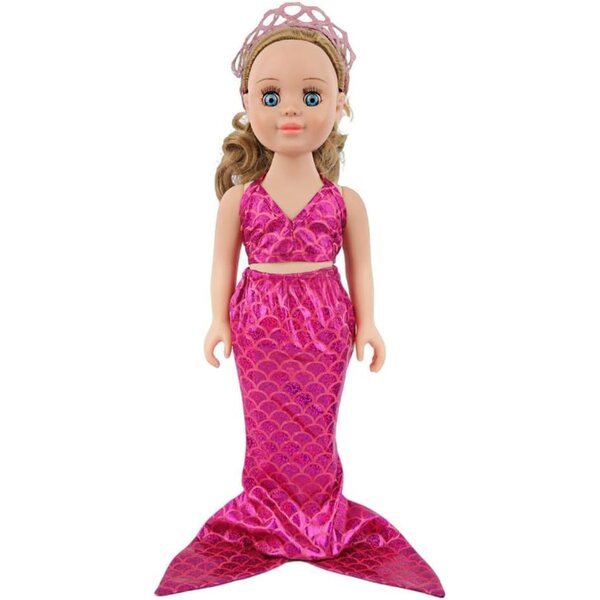 Set Meerjungfrauen-Kleidung für 46-cm-Puppe mit rot-rosa Kleid, Bikini und Accessoires