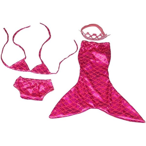 Set Meerjungfrauen-Kleidung für 46-cm-Puppe mit rot-rosa Kleid, Bikini und Accessoires